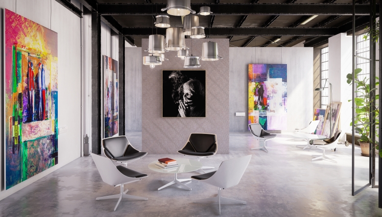 Art Manager müssen Kunstwerke nicht nur verwalten, sondern auch instand halten und mögliche Risiken antizipieren und adressieren. (Bild © AdobeStock/4th Life Photography) Raum mit abstraktem Kunstwerk (Bild © AdobeStock/4th Life Photography)