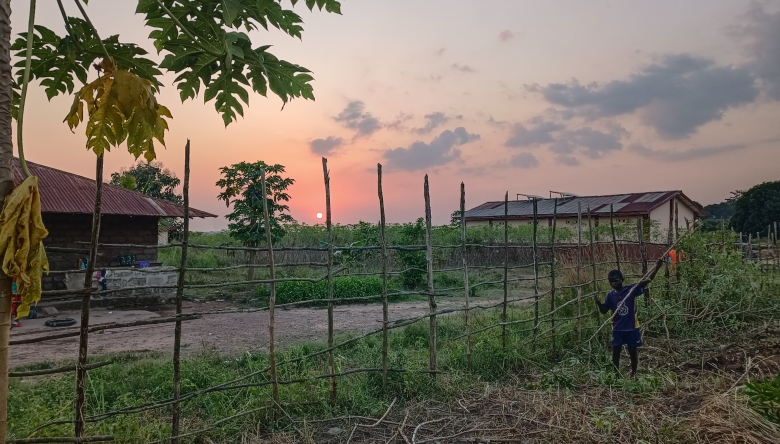 Junge bei Sonnenuntergang