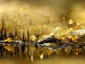 Abstrakte Landschaft in Goldtönen