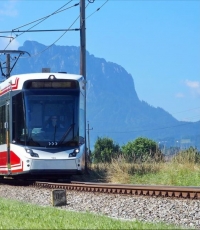 Foto einer Gmundner Straßenbahn